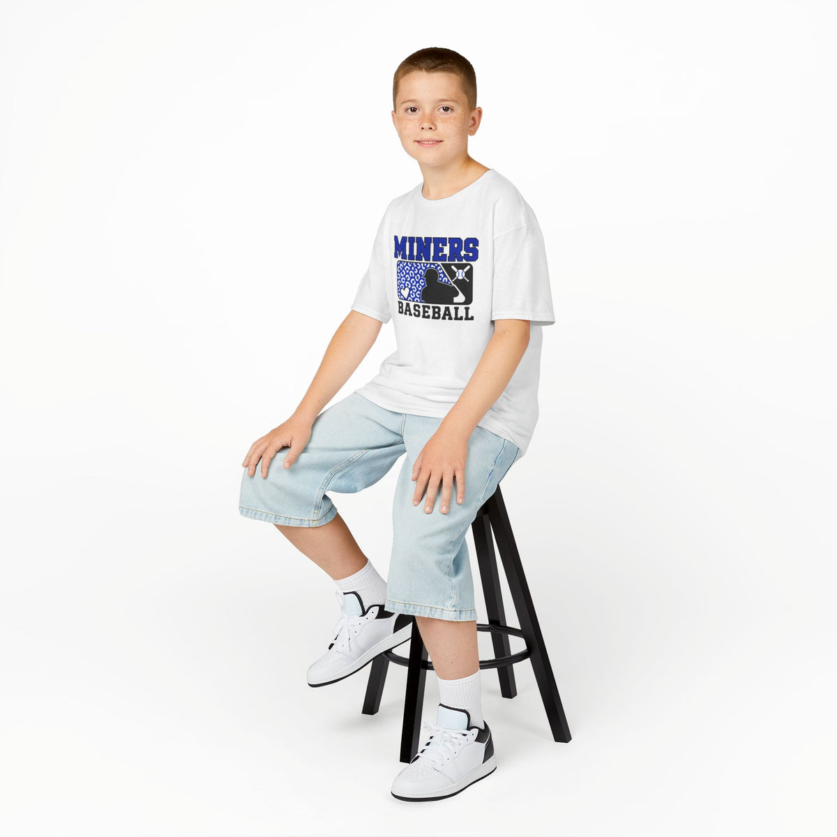YOUTH Miners Baseball T‑Shirt — Youth Team Tee with Batting Silhouette