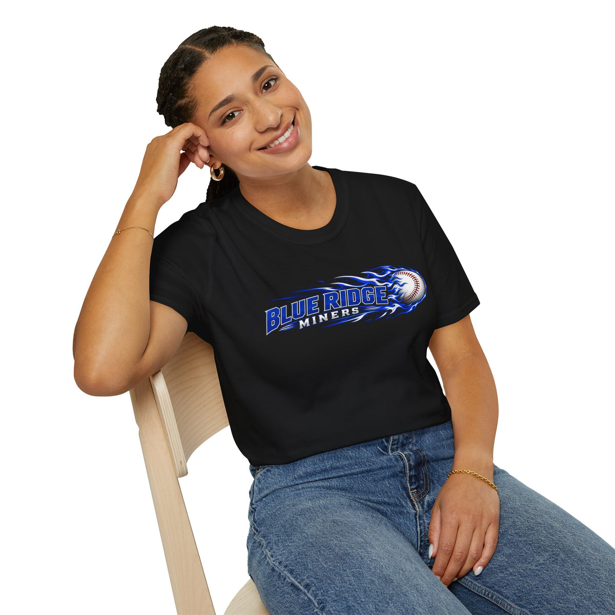 Blue Ridge Miners Flaming Baseball T-Shirt – Flaming Ball Softstyle Tee