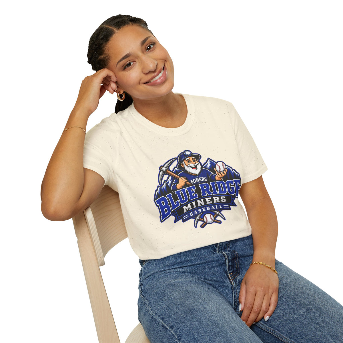 Blue Ridge Miners Mascot and Logo T‑Shirt — Unisex Softstyle Tee