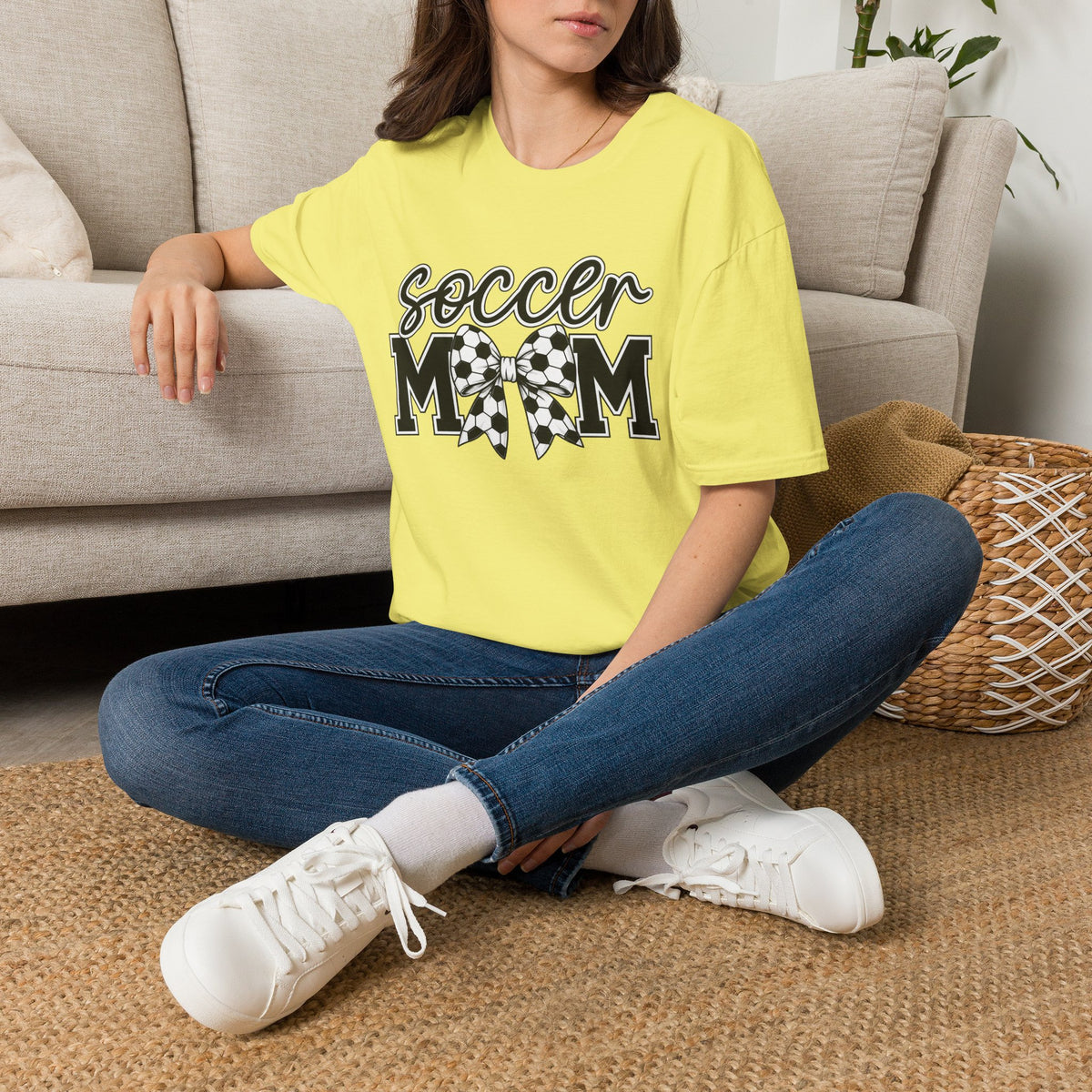Soccer Mom T-Shirt — Leopard Bow Soccer Ball Design