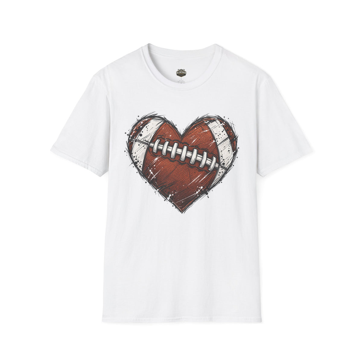 Football Heart Graphic T-Shirt — Vintage Grunge Sports Tee