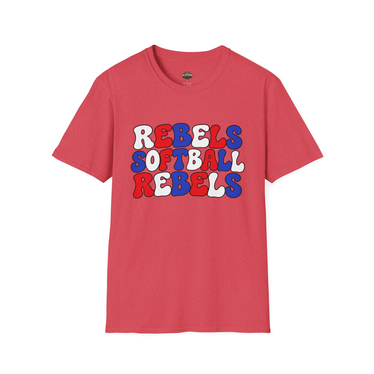 Rebels Softball Graphic T-Shirt — Retro Red & Blue Team Tee