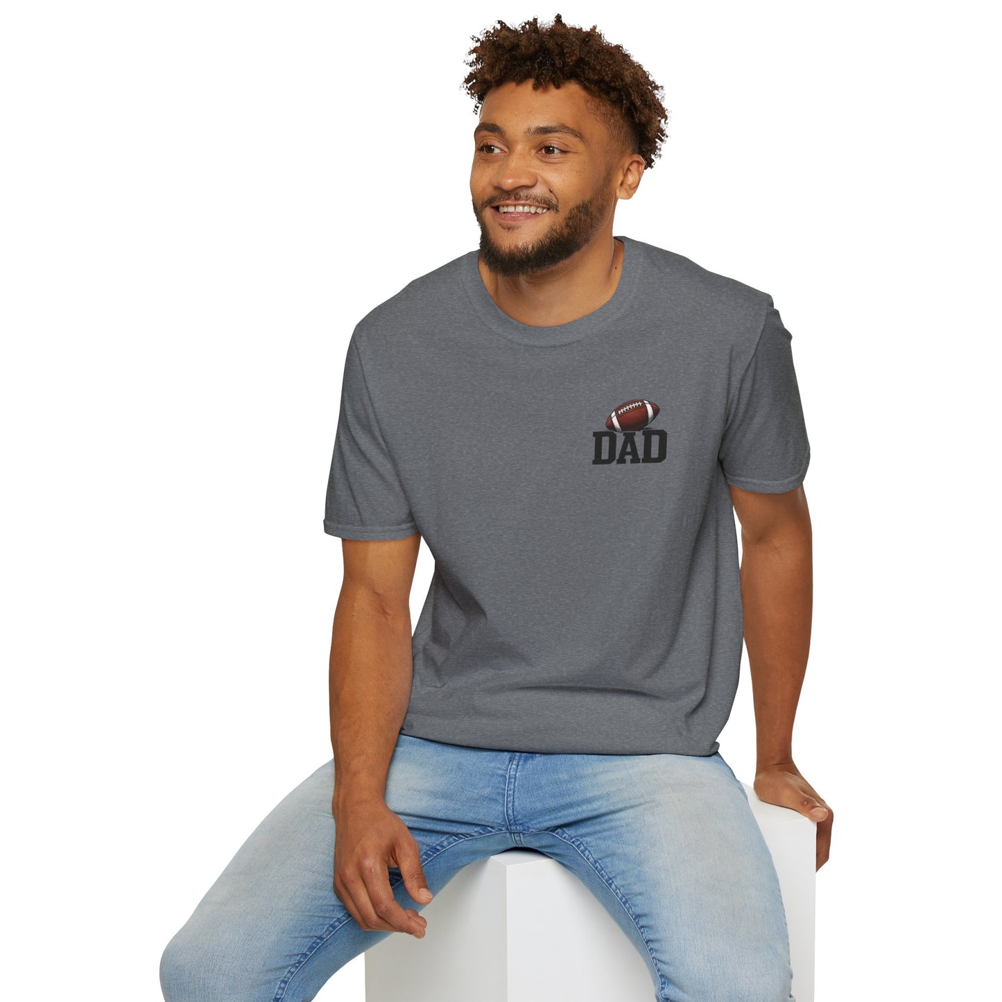 Football Dad T‑Shirt — 'DAD' with Football Chest Print