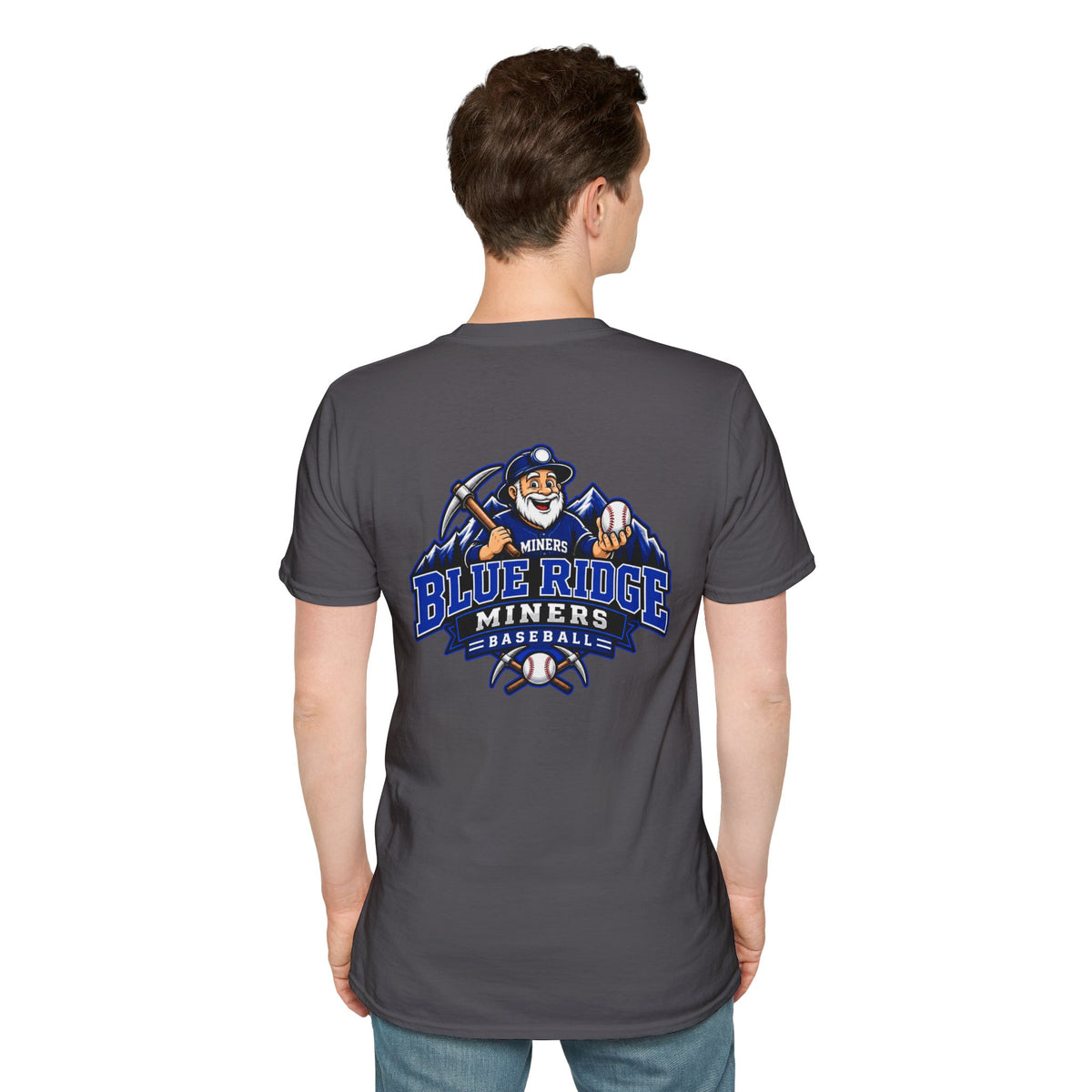 Miners Graphic T-Shirt - Miners Logo on Front, Mascot Design on Back