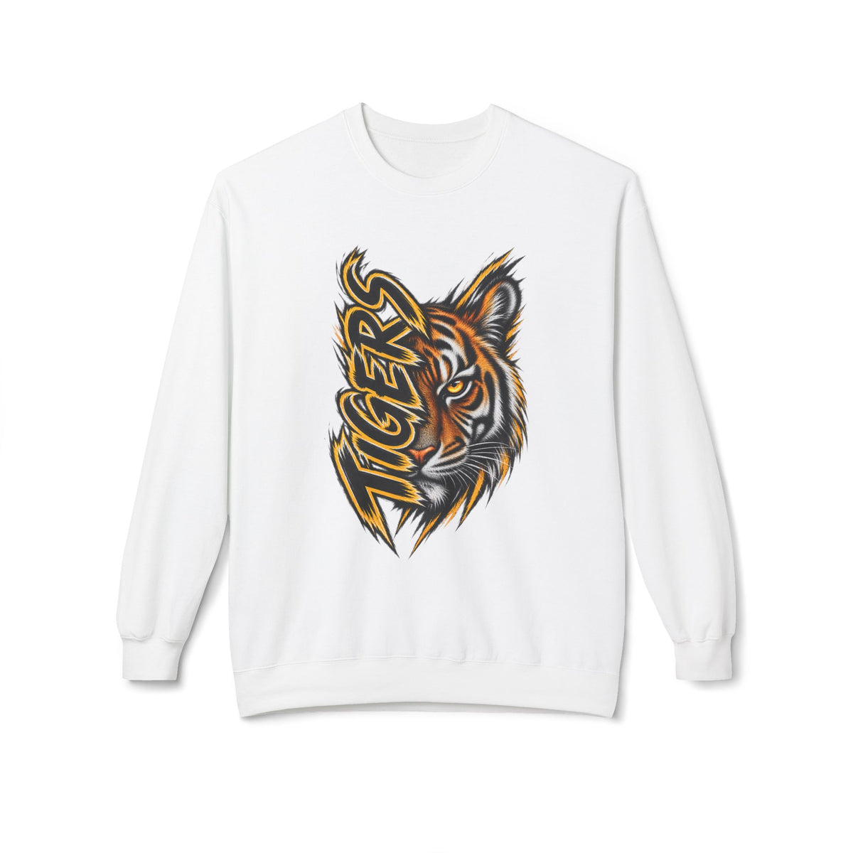 Tiger Head Crewneck Sweatshirt – Graphic ‘Tigers’ Mascot Pullover