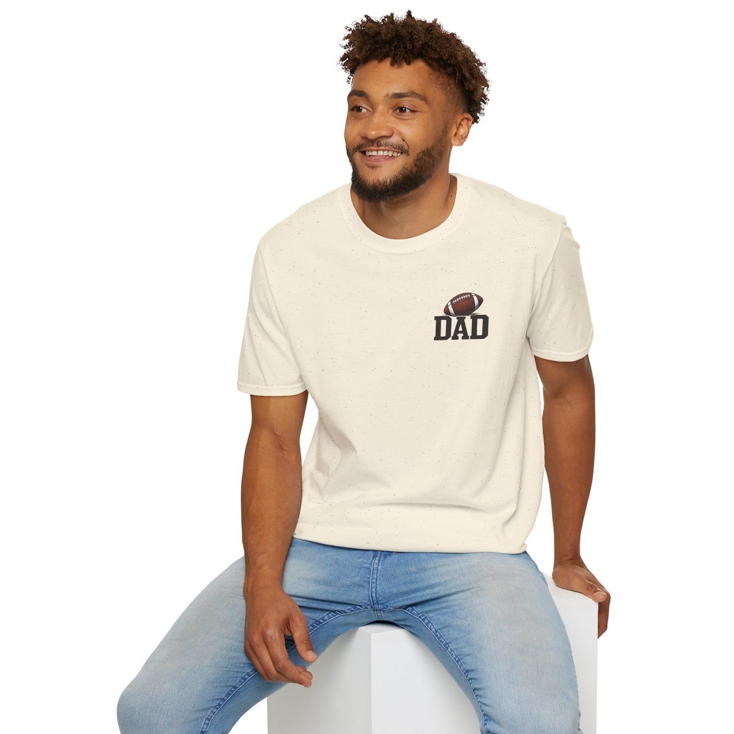 Football Dad T‑Shirt — 'DAD' with Football Chest Print