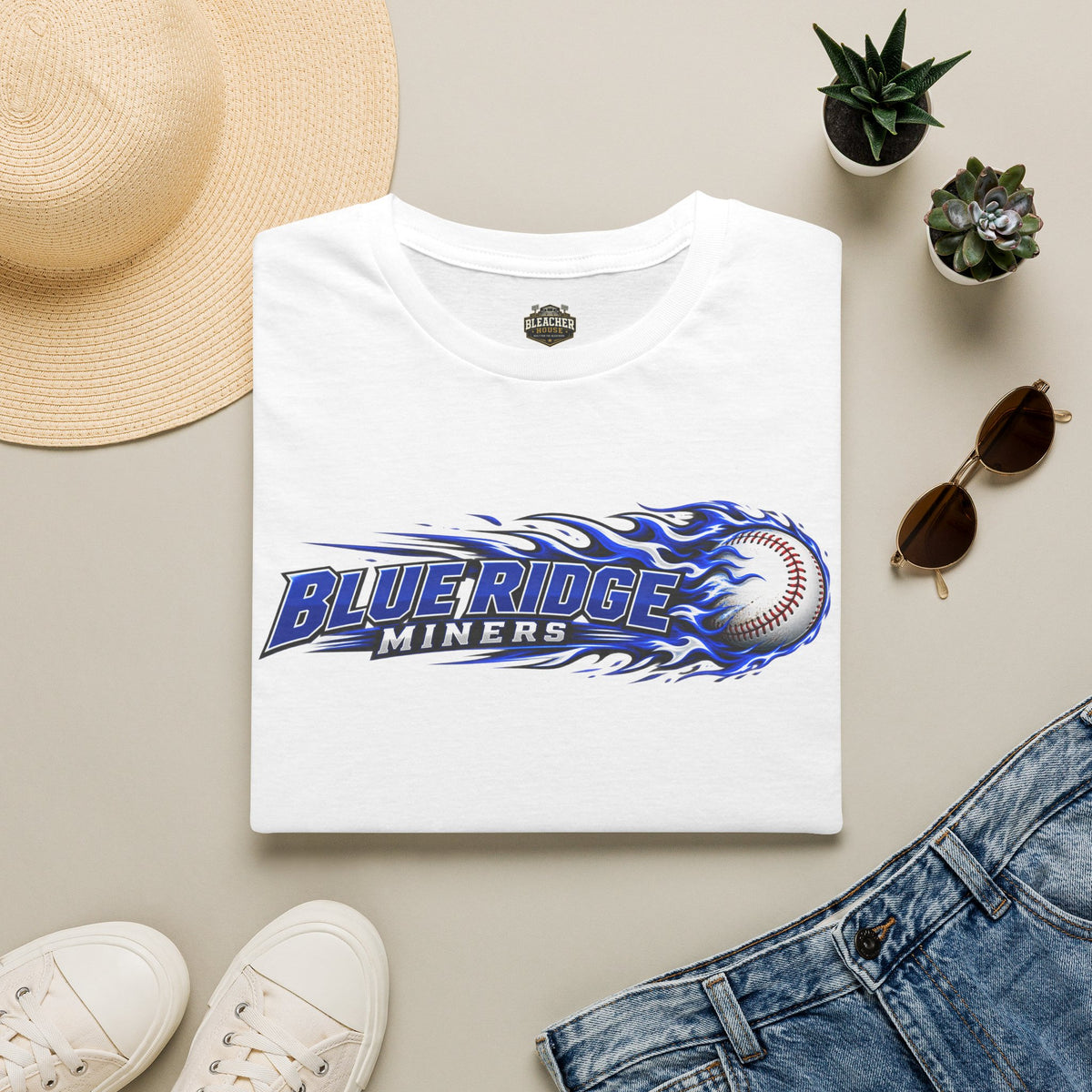 Blue Ridge Miners Flaming Baseball T-Shirt – Flaming Ball Softstyle Tee