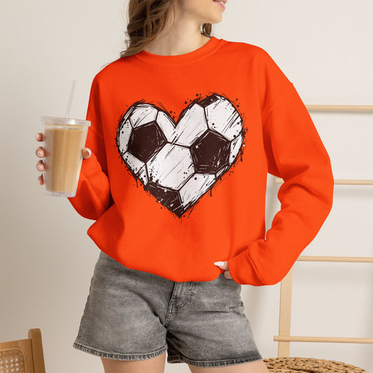 Soccer Heart Crewneck Sweatshirt — Grunge Soccer Ball Graphic