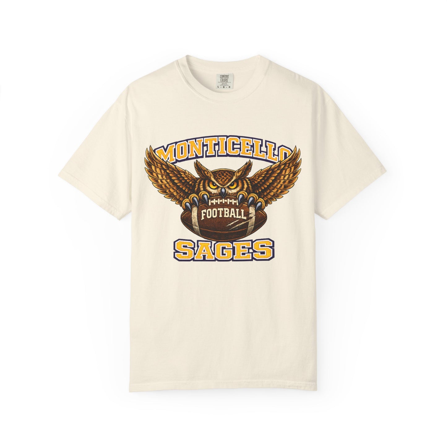 Monticello Sages Football T-Shirt — Vintage Owl & Wings Team Tee