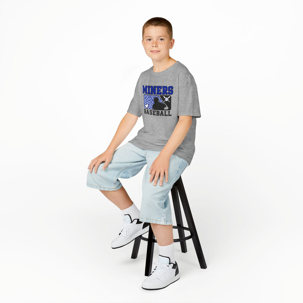 YOUTH Miners Baseball T‑Shirt — Youth Team Tee with Batting Silhouette