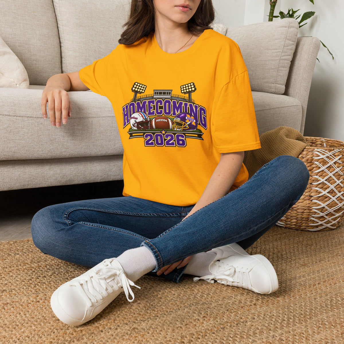 Homecoming 2026 Football T-Shirt — Stadium Lights & Helmets Game Day Tee