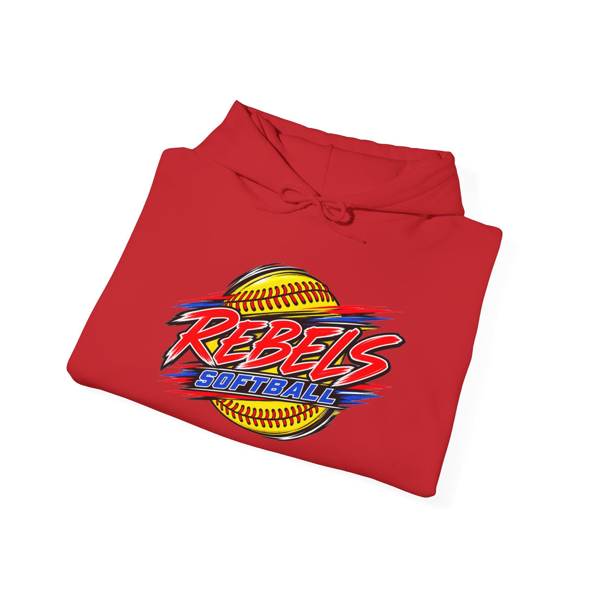 Rebels Softball Hoodie — Retro Yellow Softball Graphic