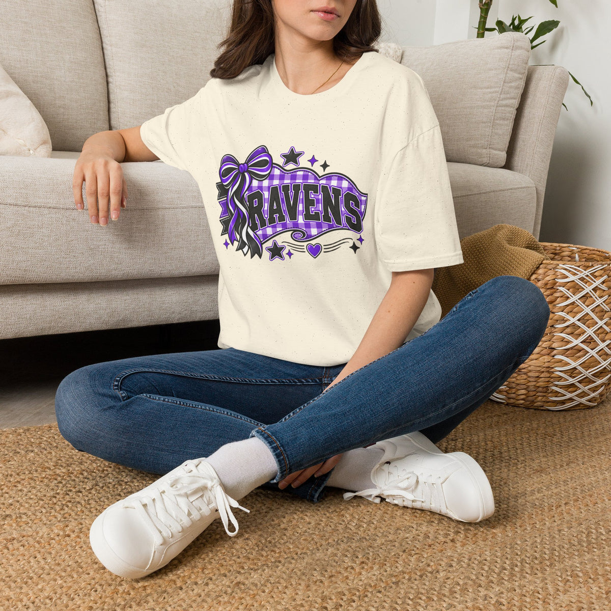 Ravens T-Shirt — Purple Ribbon & Stars Spirit Tee