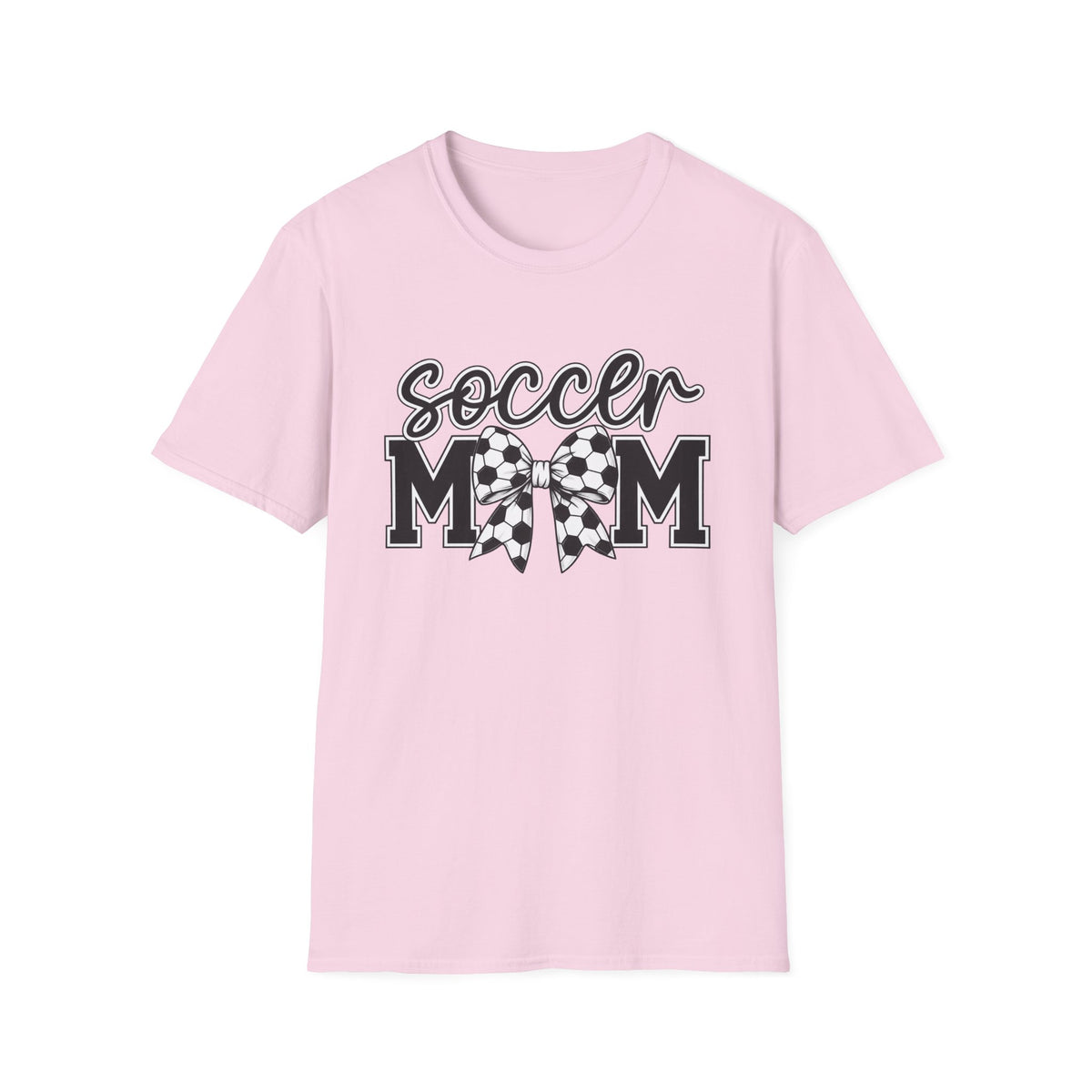 Soccer Mom T-Shirt — Leopard Bow Soccer Ball Design
