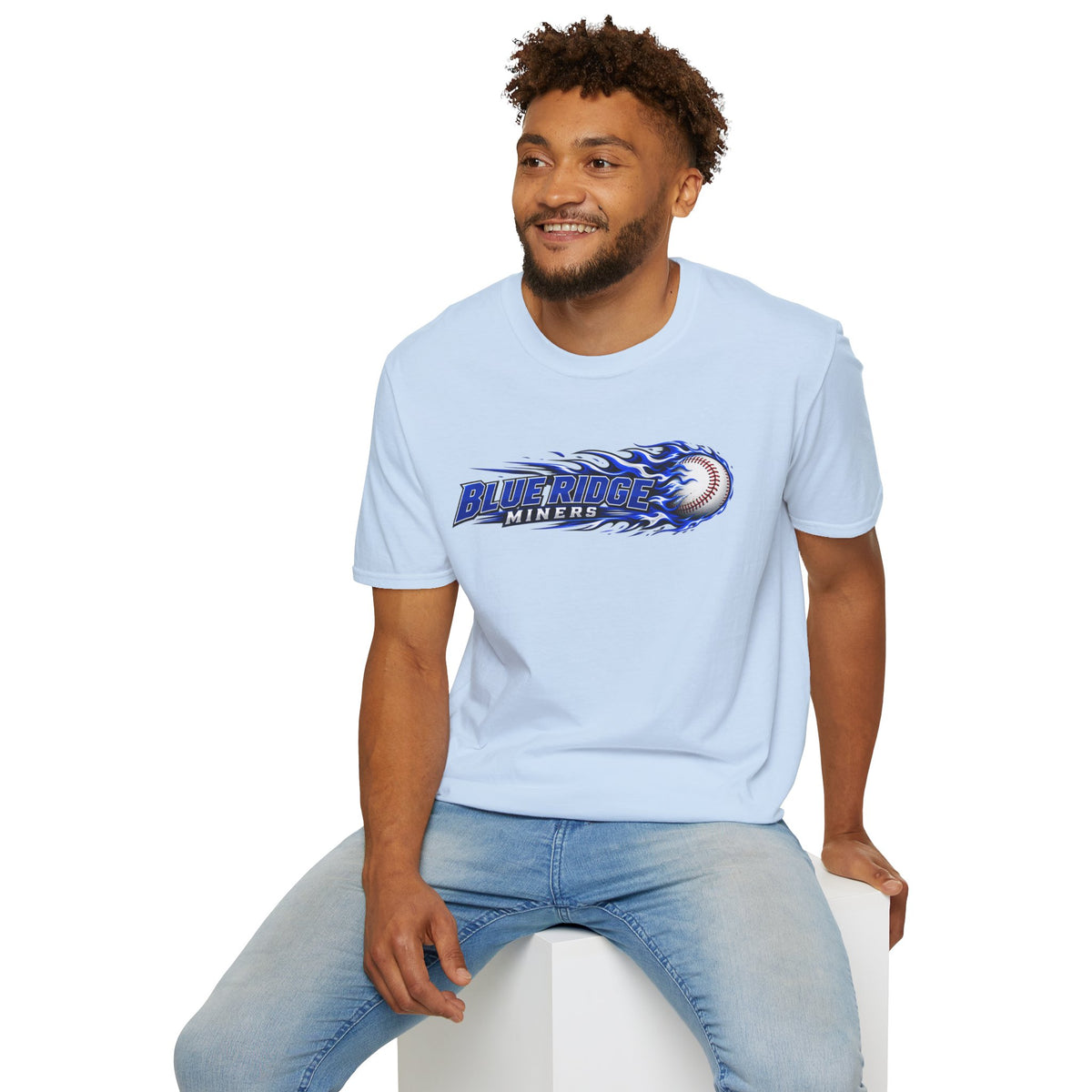 Blue Ridge Miners Flaming Baseball T-Shirt – Flaming Ball Softstyle Tee