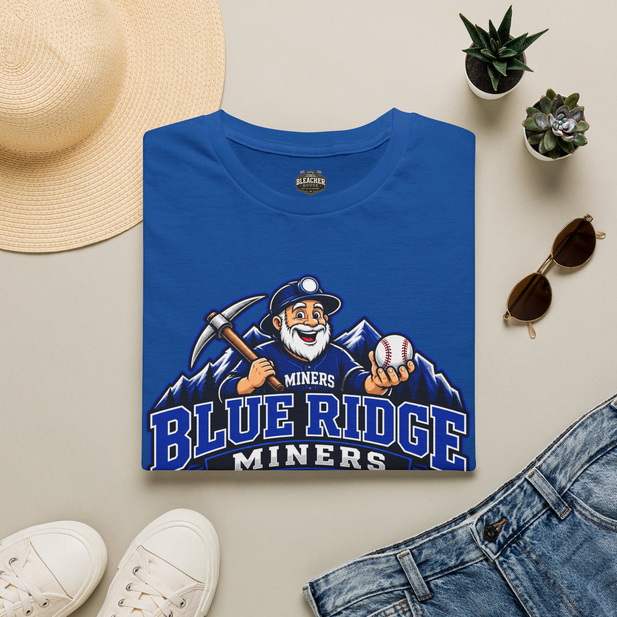 Blue Ridge Miners Mascot and Logo T‑Shirt — Unisex Softstyle Tee