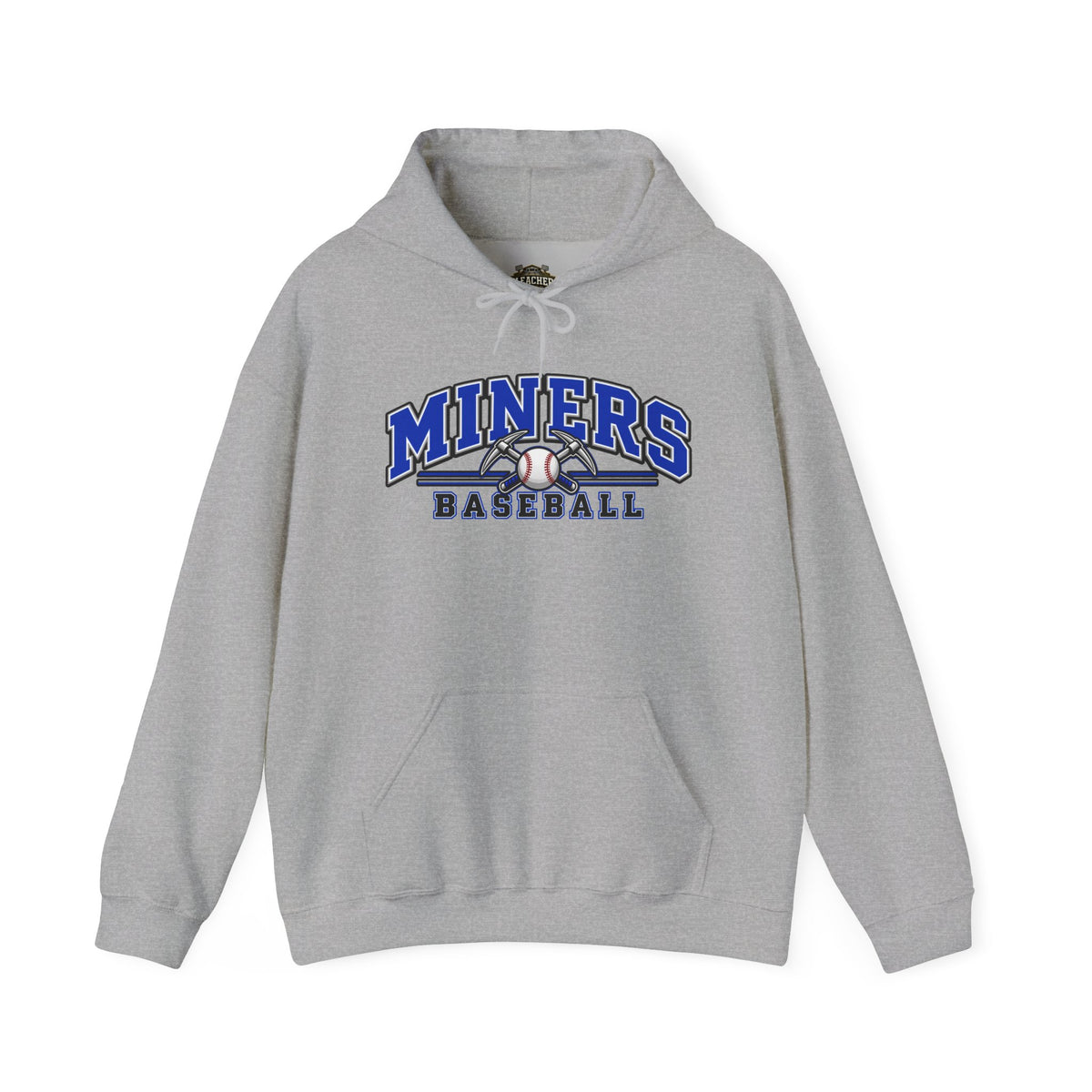 Miners Baseball Hoodie — Pickaxe Cross Logo Graphic