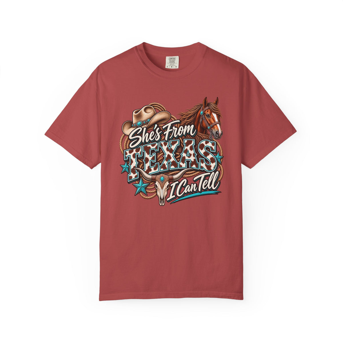 She's From Texas Graphic T-Shirt — Western Horse & Leopard Print Tee