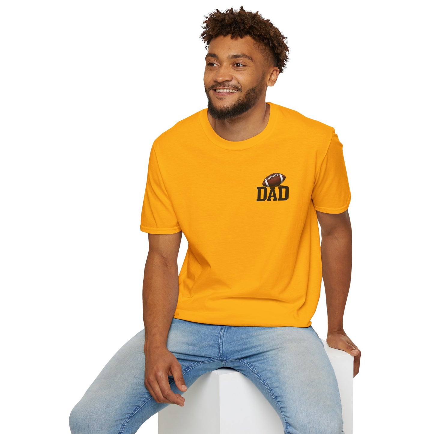 Football Dad T‑Shirt — 'DAD' with Football Chest Print