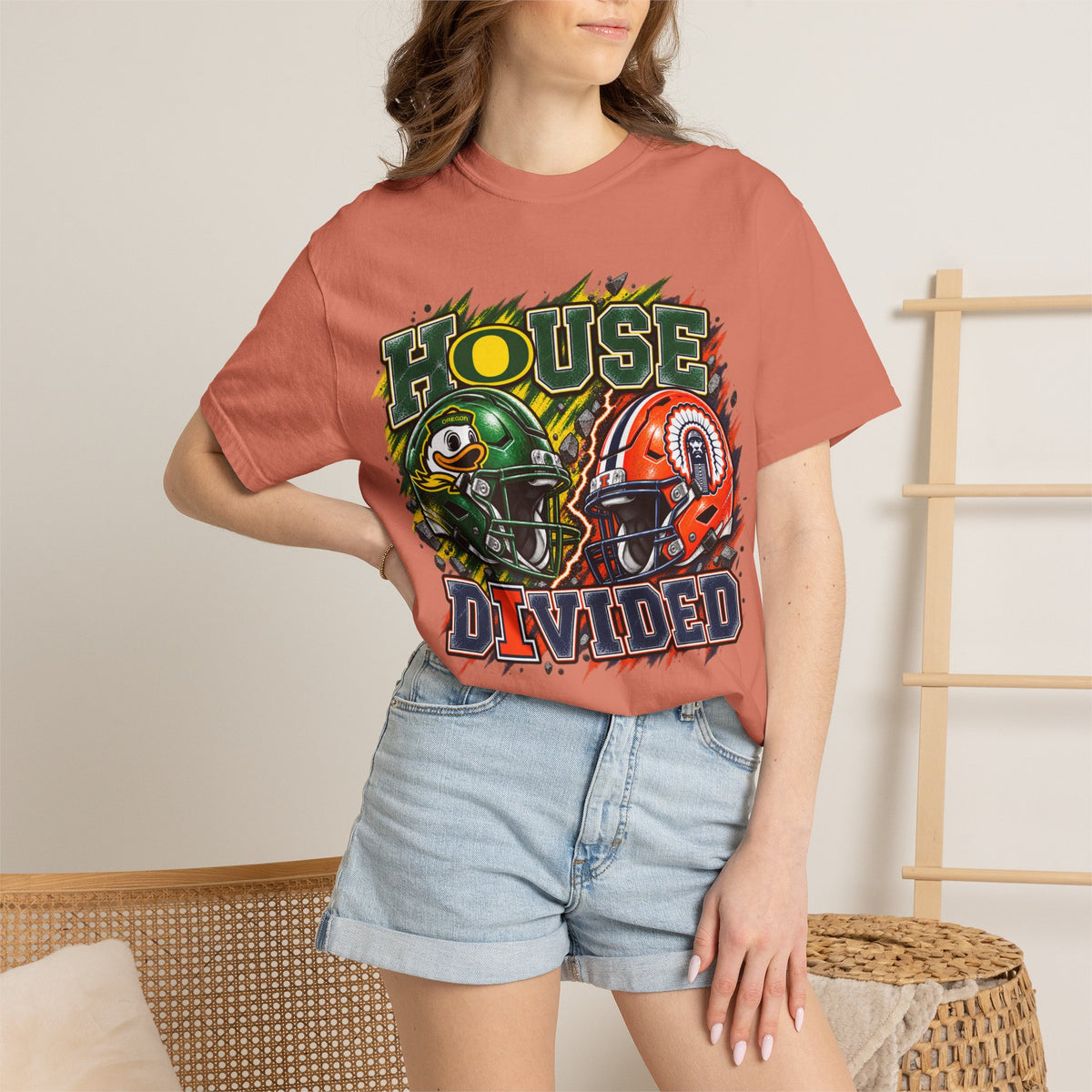 House Divided Football T-Shirt - Oregon vs. Illinois