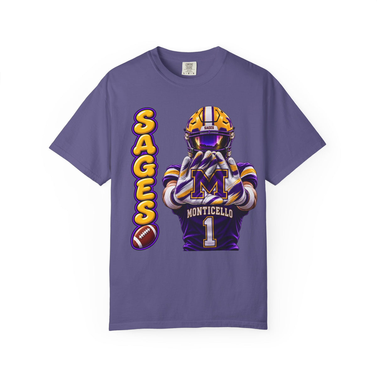 Monticello Sages Football Player Graphic T-Shirt