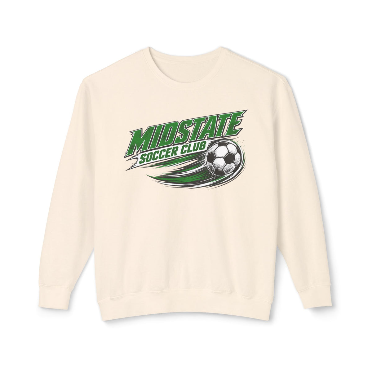 MidState Soccer Club Crewneck Sweatshirt — Vintage Green Soccer Ball Design