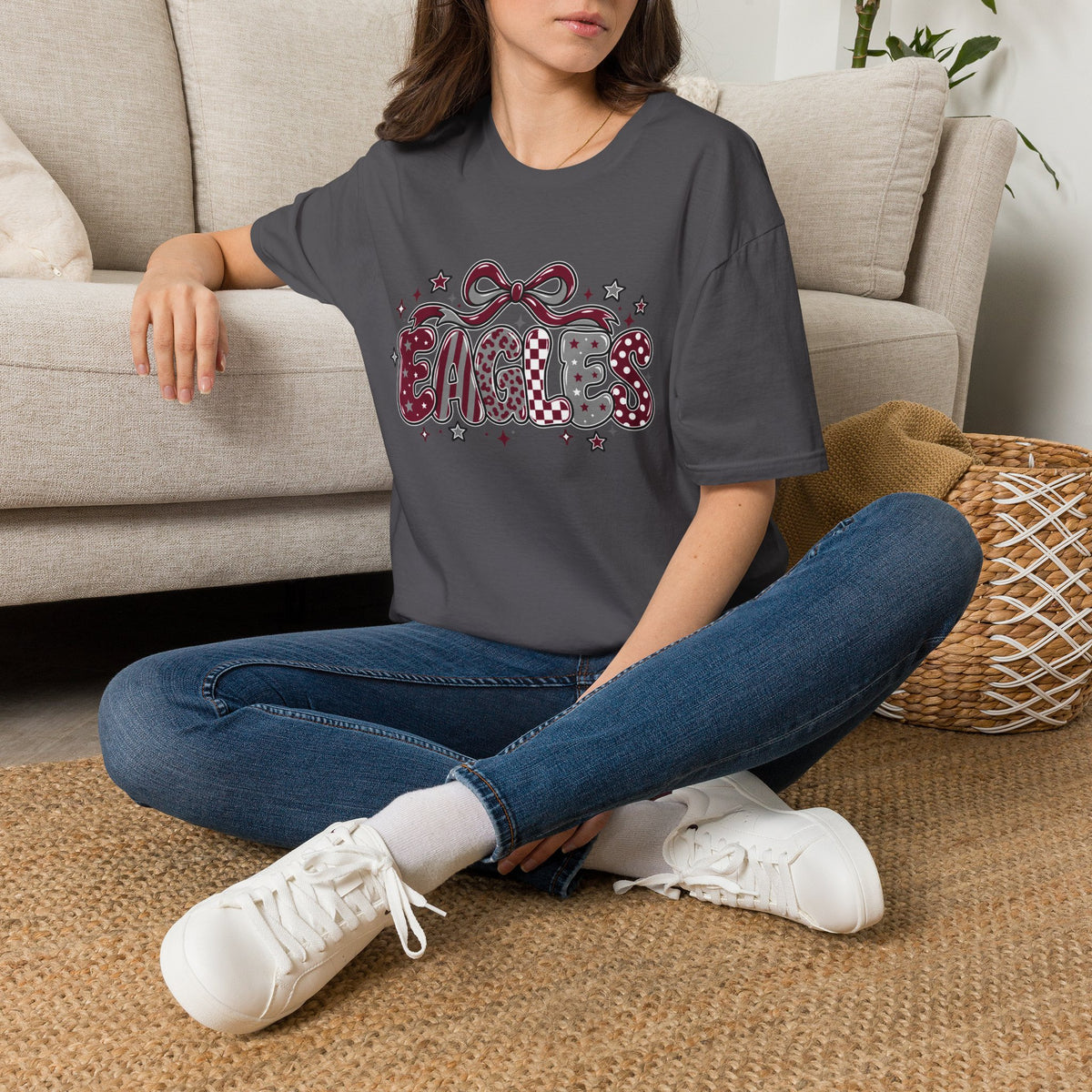 Eagles T-Shirt — Retro Bow & Stars Spirit Shirt