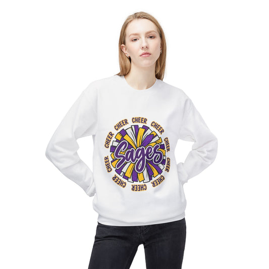 Sages Pom-Pom Cheer Crewneck Sweatshirt – Purple & Gold Spirit Tee