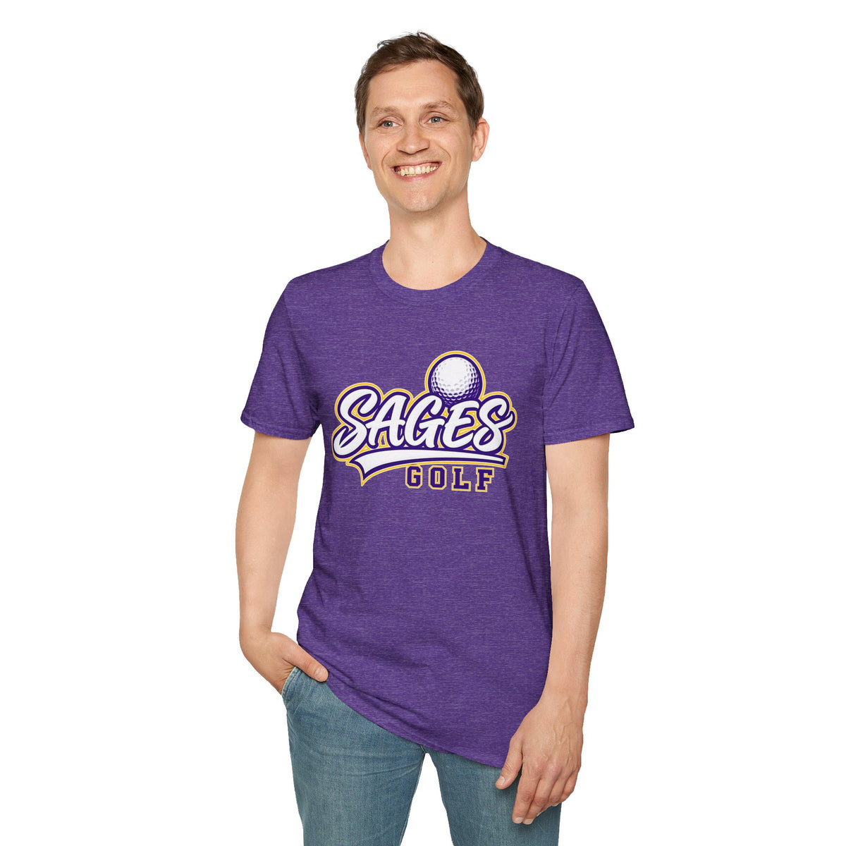 Sages Golf Team T‑Shirt — Vintage Script Golf Ball Logo