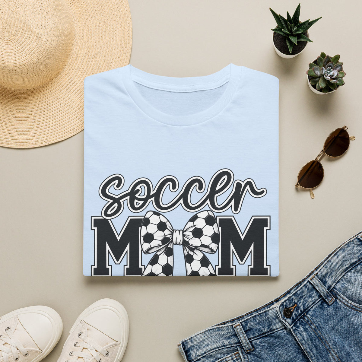 Soccer Mom T-Shirt — Leopard Bow Soccer Ball Design