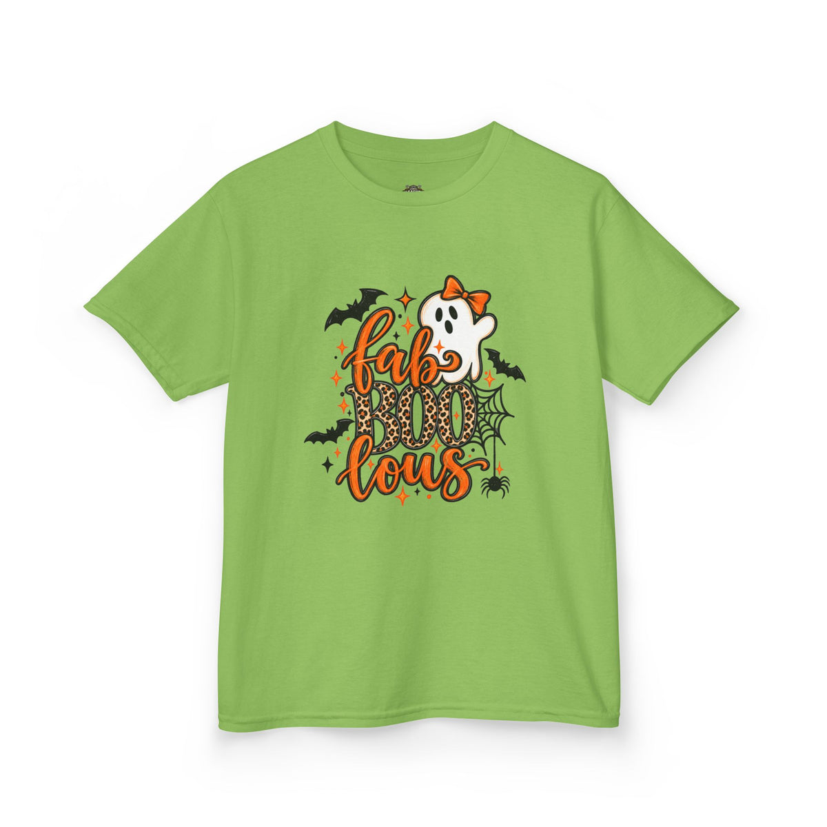 Kids Halloween Tee — "FabuBOO-lous" Ghost & Bats Halloween Shirt