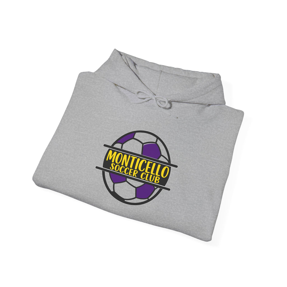 Monticello Soccer Club Hoodie — Purple & Gold Soccer Logo Sweatshirt