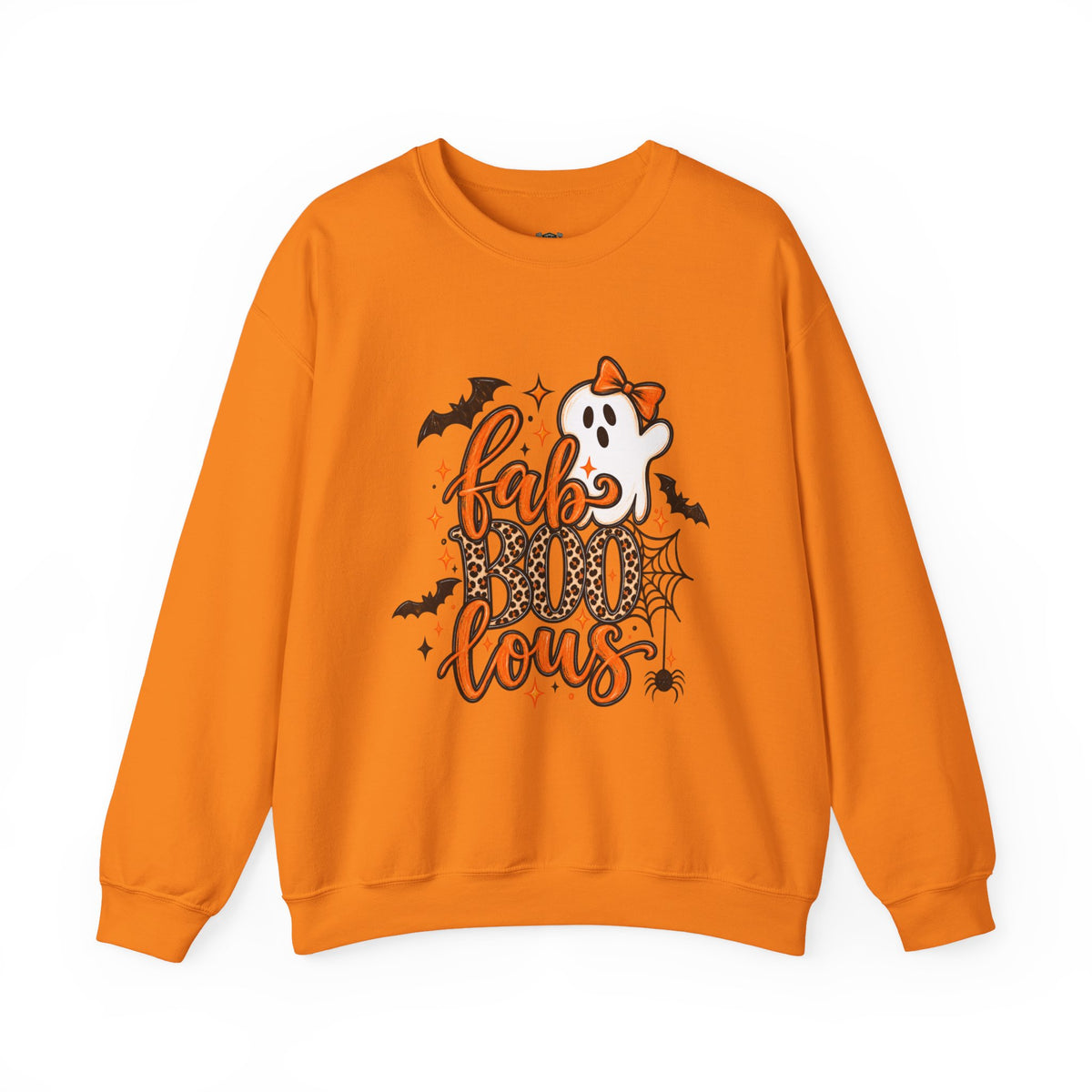FabBOOlous Halloween Sweatshirt — Cute Ghost, Bats & Spiderweb Fall Crewneck