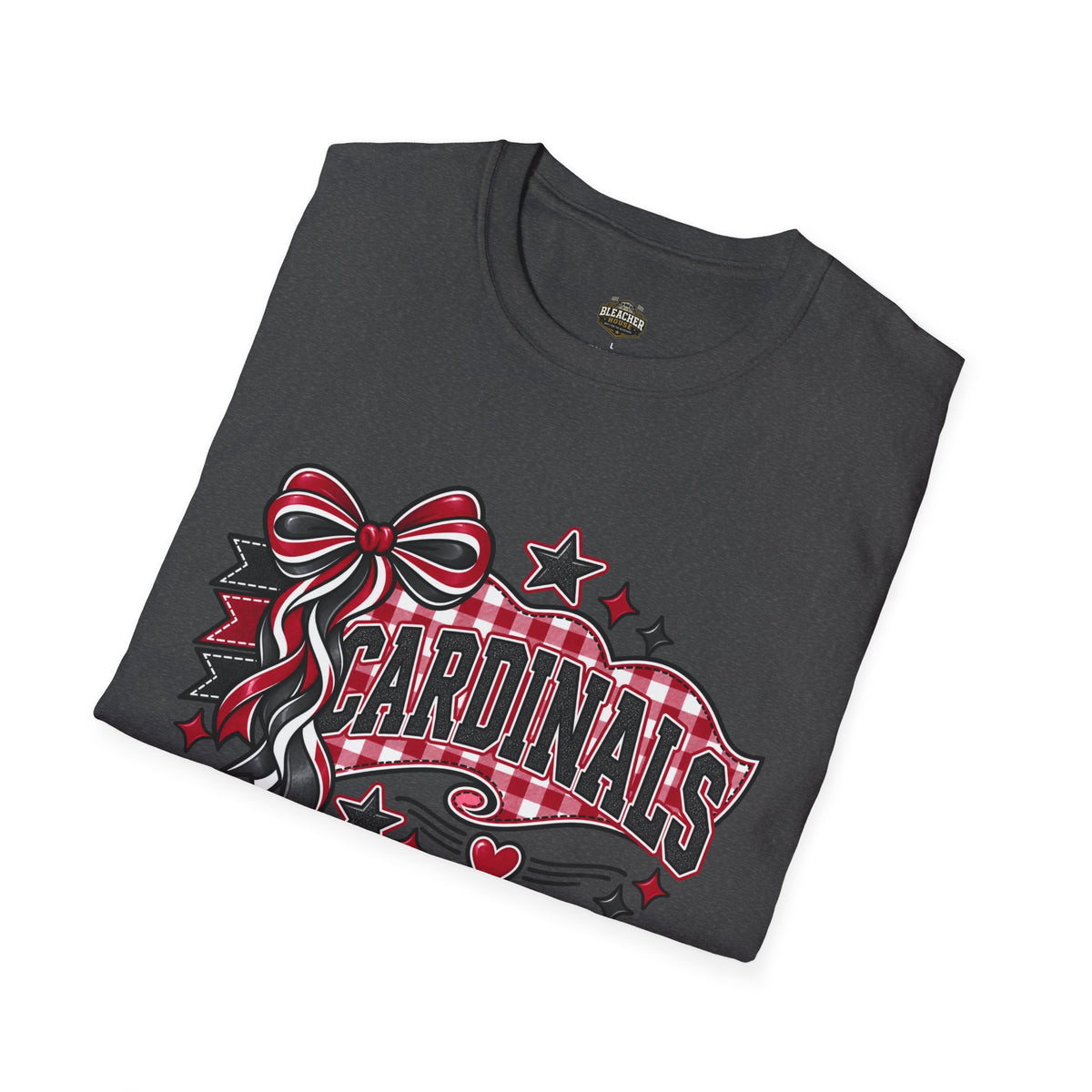 Cardinals Retro Bow T-Shirt — Cheerful Fan Tee with Stars & Heart