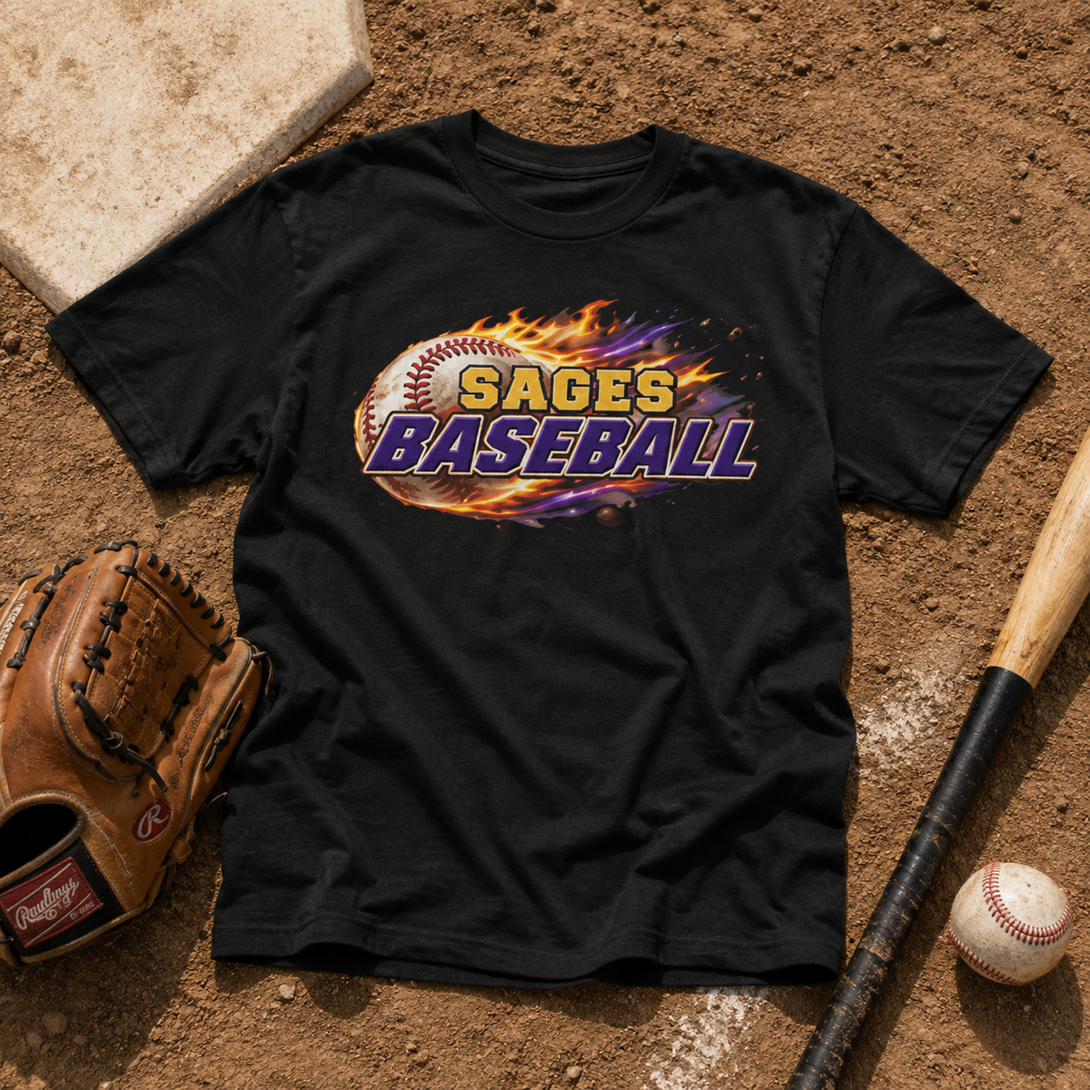 YOUTH Sages Flaming Baseball Team Tee – Youth Baseball Shirt
