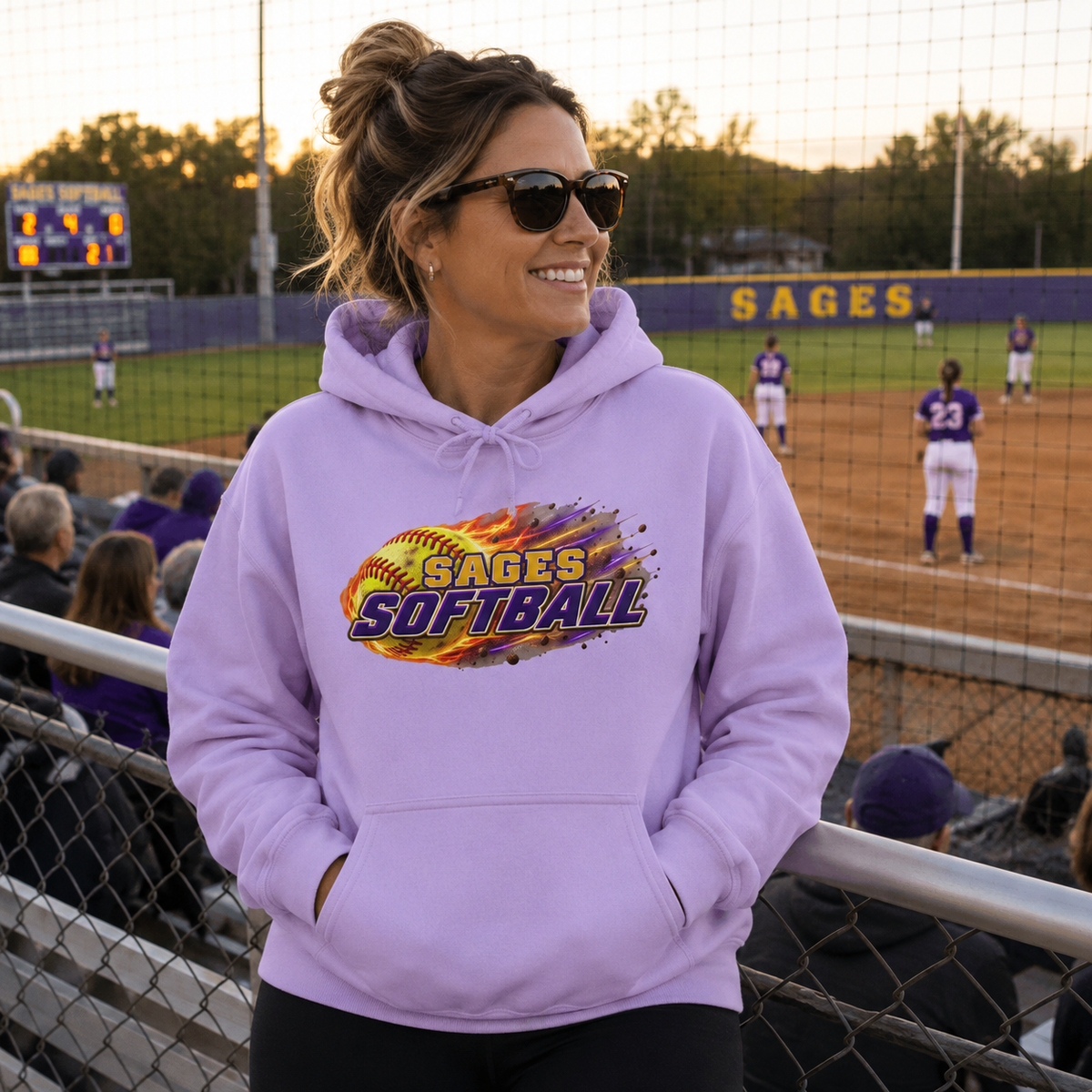 Sages Flaming Softball Hoodie