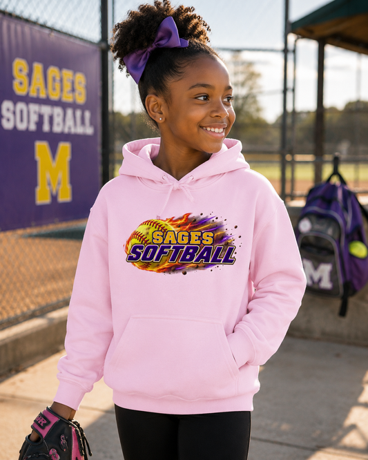 YOUTH Sages Flaming Softball Hoodie