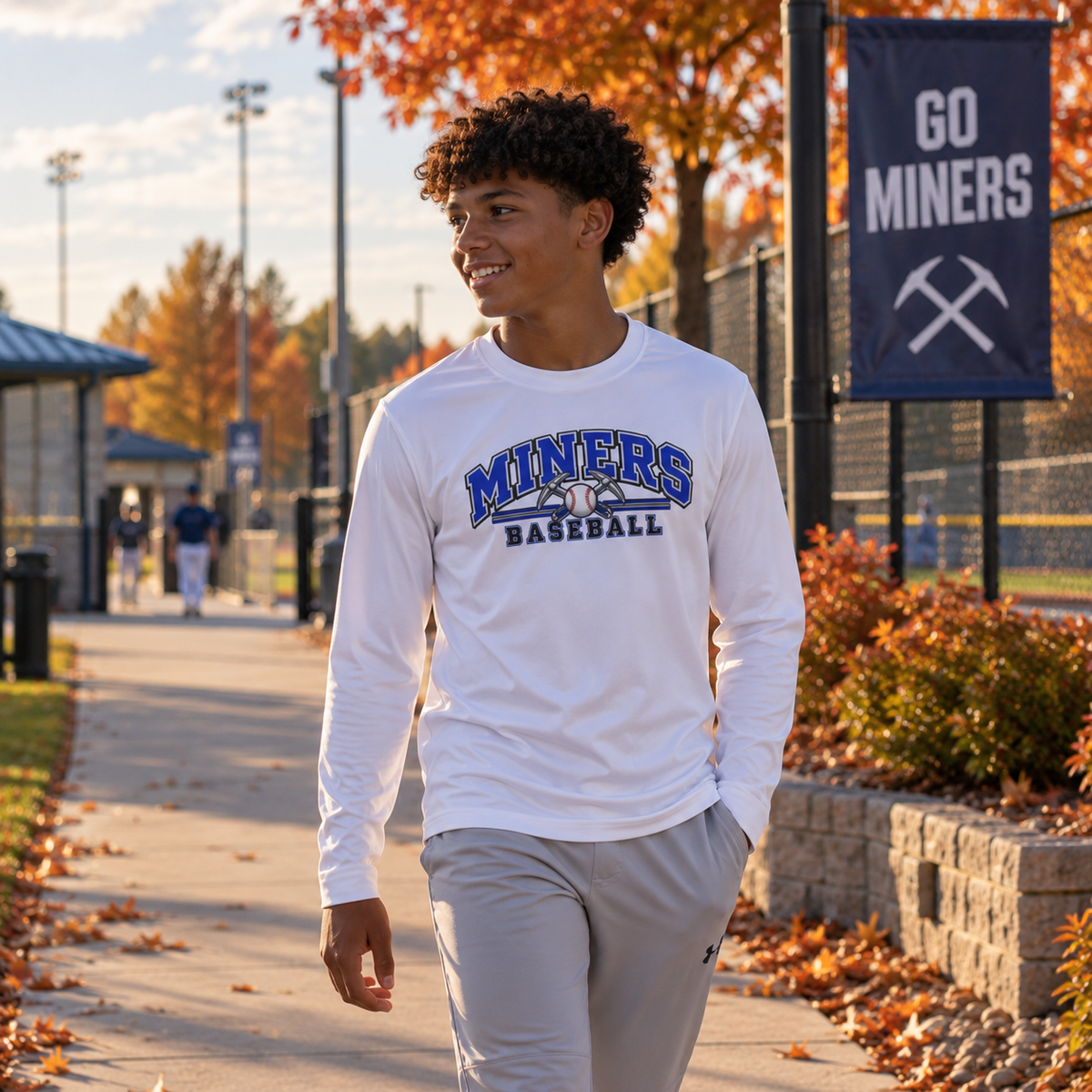 YOUTH Miners Baseball Long Sleeve Tee — Team Logo Athletic Shirt