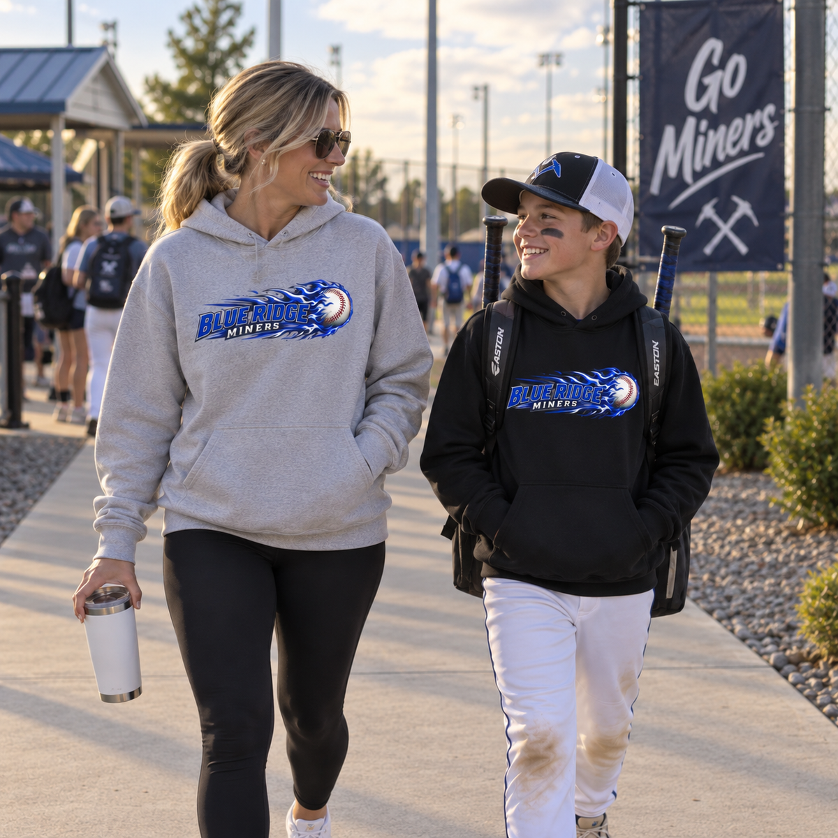 YOUTH Blue Ridge Miners Flaming Baseball Hoodie – Flaming Ball Hoodie