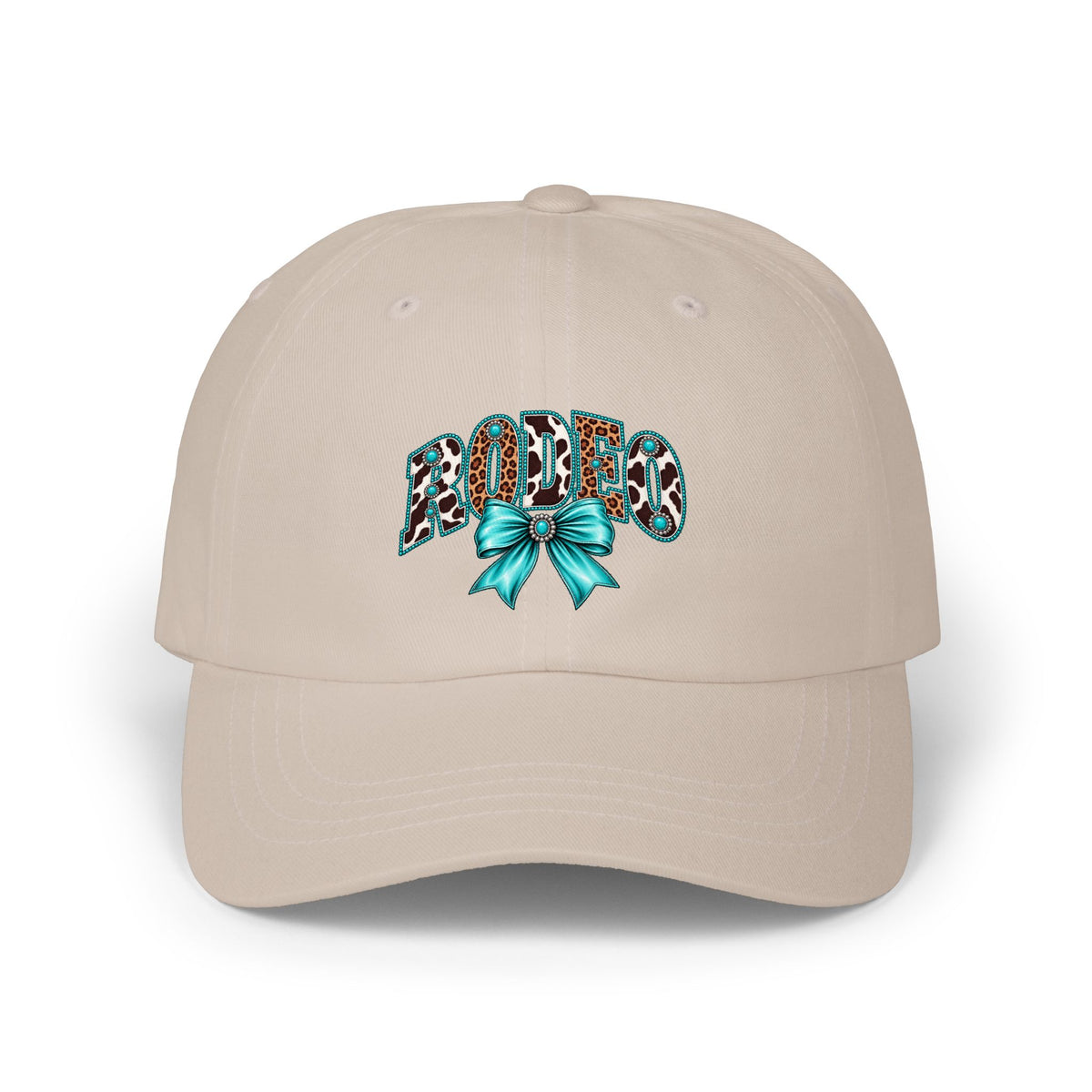 Rodeo Cap with Turquoise Bow & Leopard Print "Loved" Embroidery