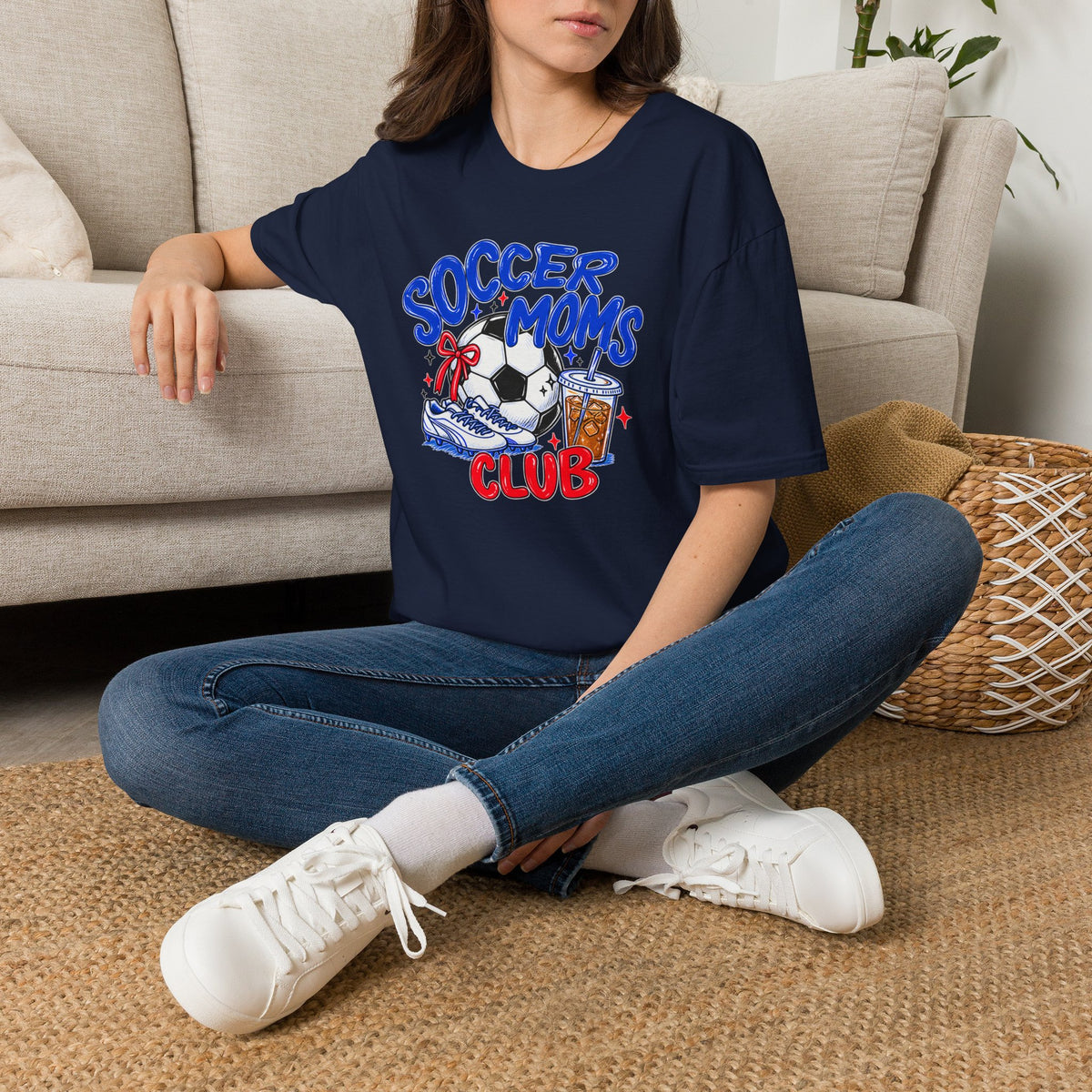 Soccer Moms Tee — 'Soccer Moms Club' Graphic T-Shirt with Ball, Cleats & Drink