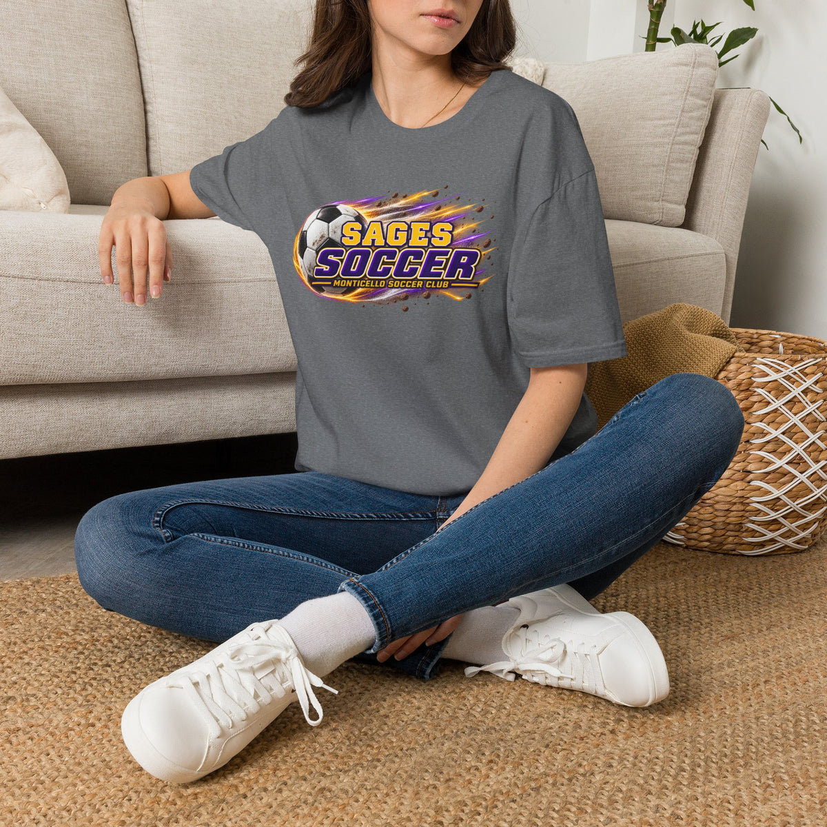 Monticello Soccer Club T Shirt - Flaming Soccer Ball