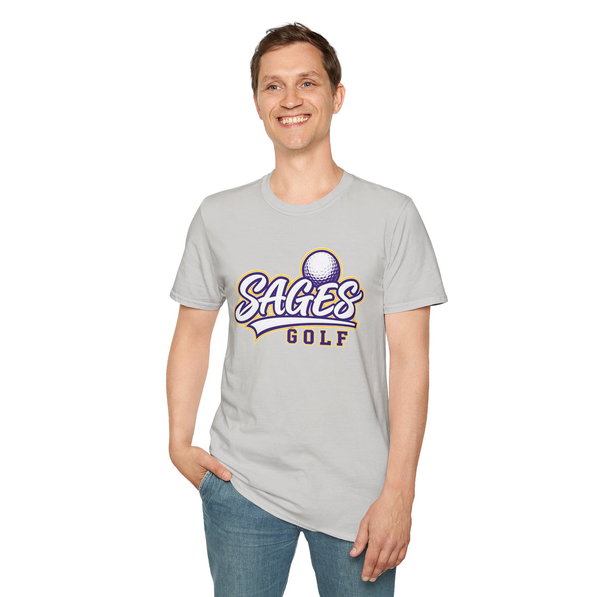 Sages Golf Team T‑Shirt — Vintage Script Golf Ball Logo