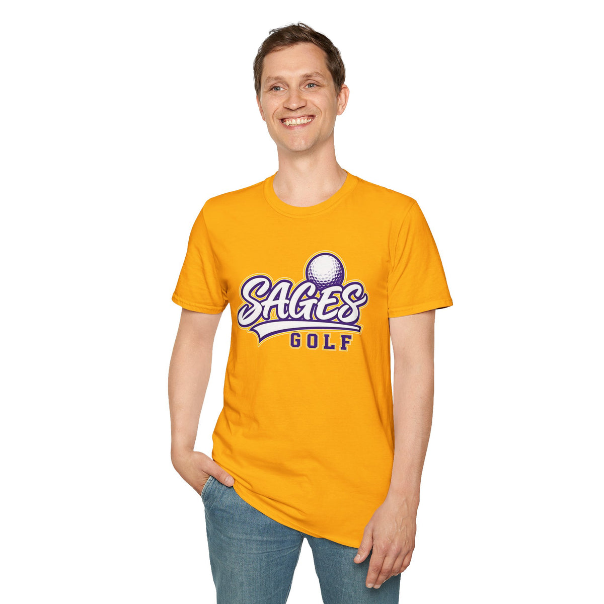 Sages Golf Team T‑Shirt — Vintage Script Golf Ball Logo
