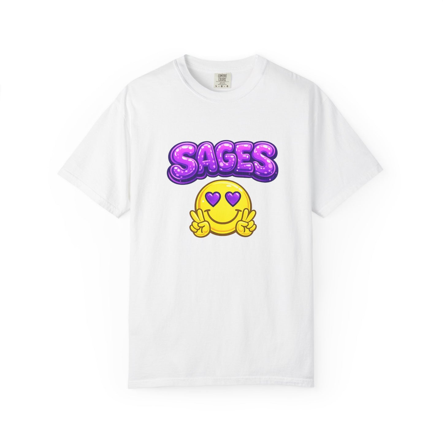 SAGES Smiley Heart-Eyes T-Shirt — Cute Emoji Graphic Tee