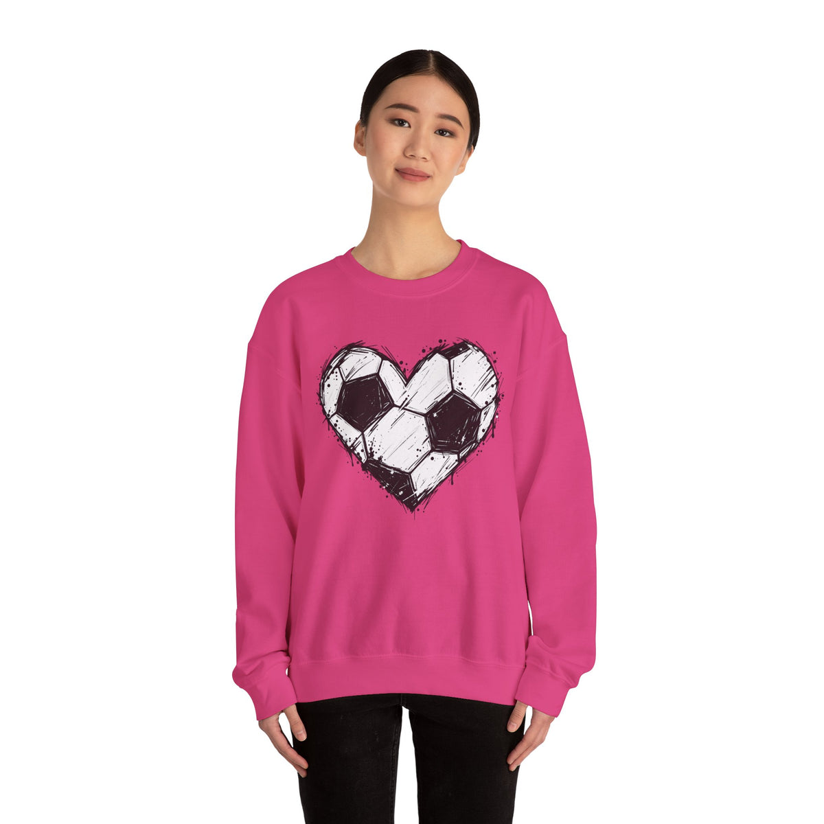 Soccer Heart Crewneck Sweatshirt — Grunge Soccer Ball Graphic