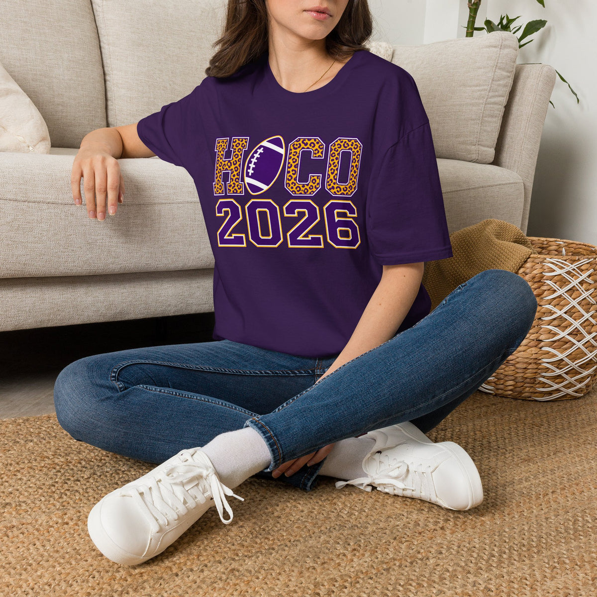 Homecoming 2026 Football Tee — HOCO 2026 Leopard Accent T-Shirt