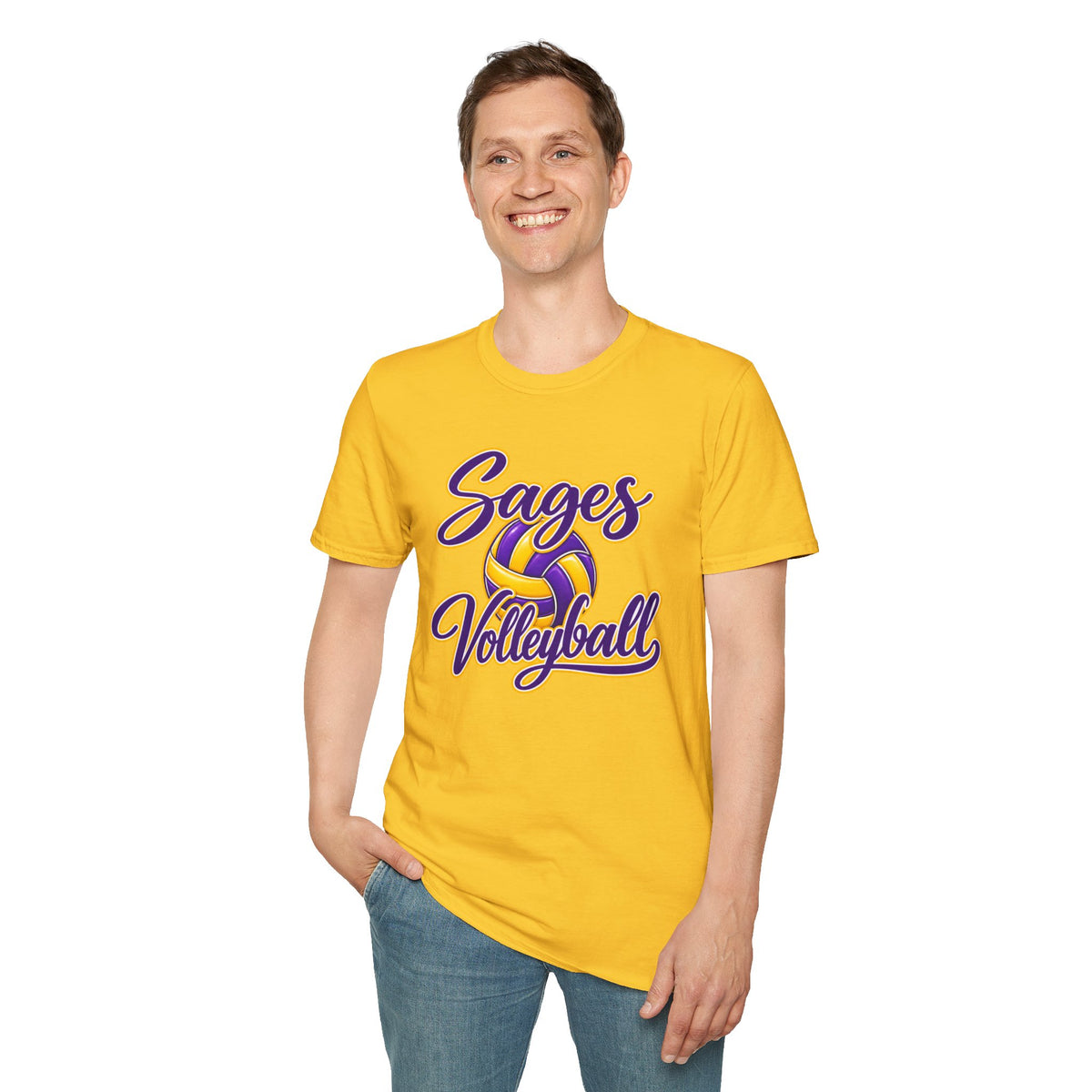 Sages Volleyball T-Shirt — Purple & Gold Team Tee