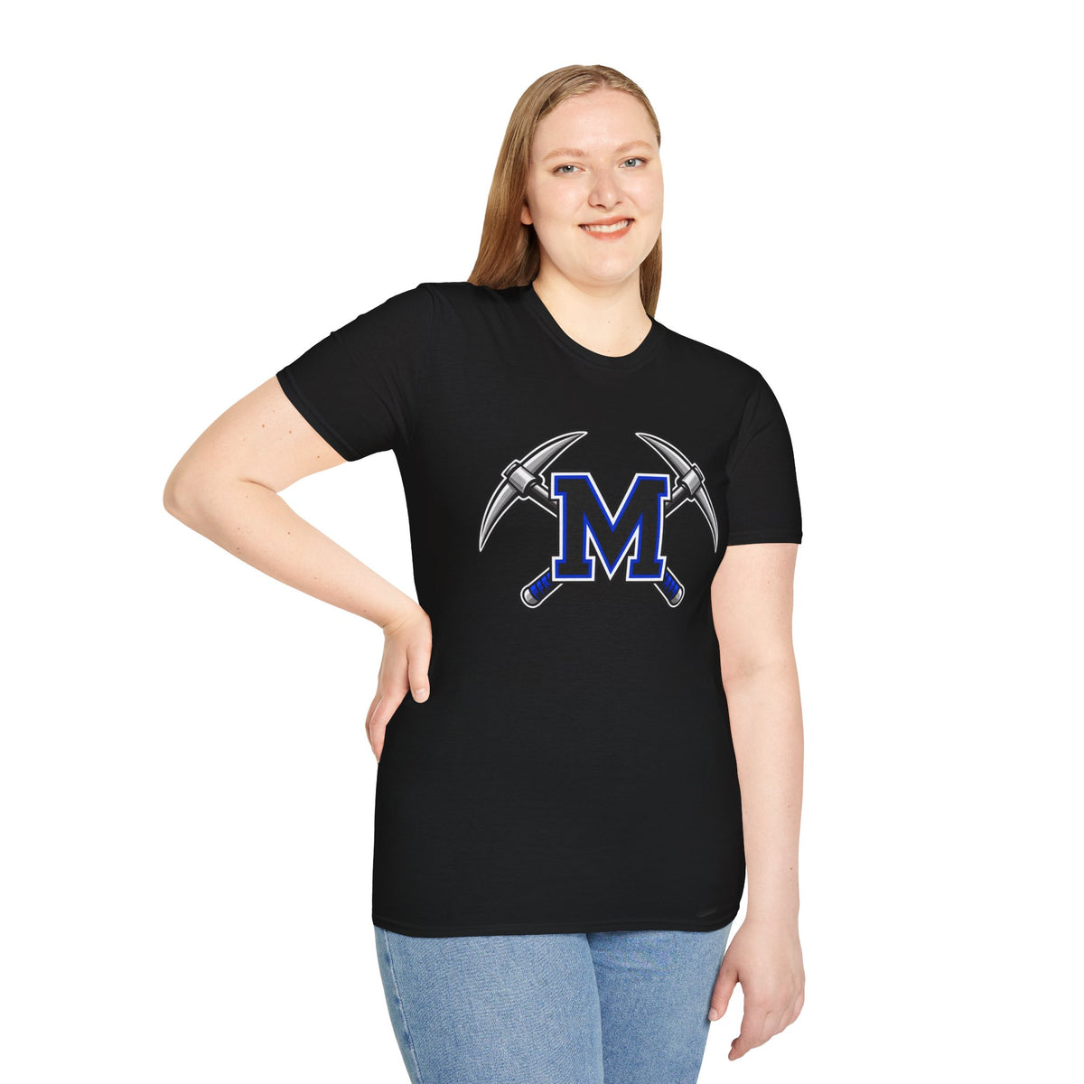 Miner M Logo T-Shirt — Crossed Pickaxes Unisex Softstyle Tee