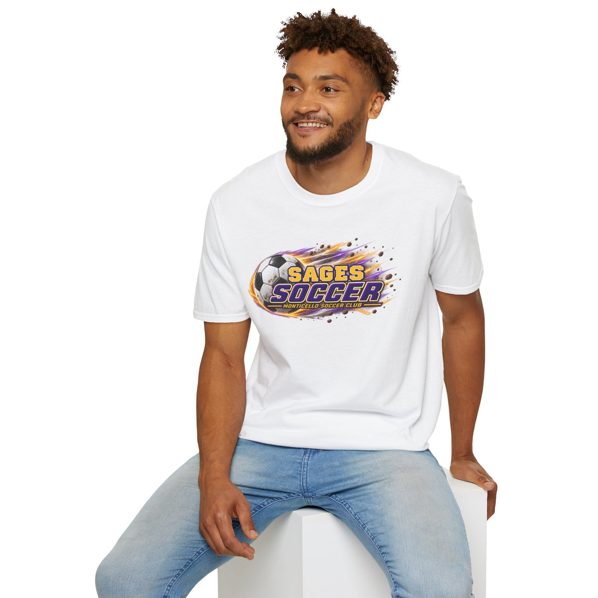 Monticello Soccer Club T Shirt - Flaming Soccer Ball
